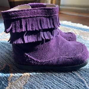 See Kai Run purple suede toddler booties